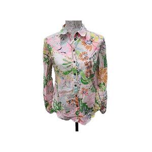 Lilly Pulitizer for Target Button Up Top Long Sleeve Floral Women's Small